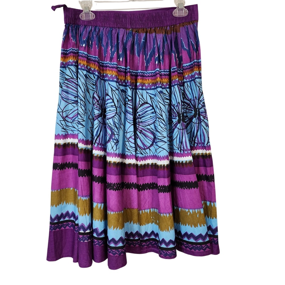 STUDIO WEST Size Medium Vtg Purple Blue Boho Festival Midi Skirt Resortwear EUC